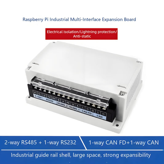 Raspberry Pi industrial interface board, isolated RS232/485 CANFD expansion board, wall-mountable/rail-mountable
