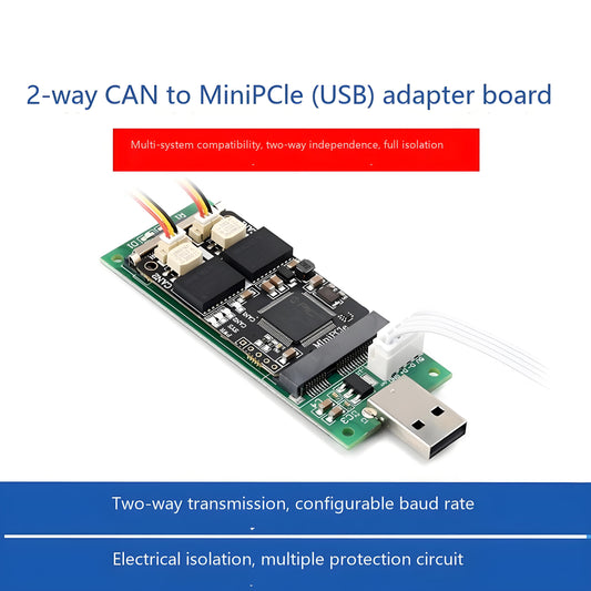 MiniPCle to CAN interface adapter board Dual channel isolated CAN card Support bidirectional transmission