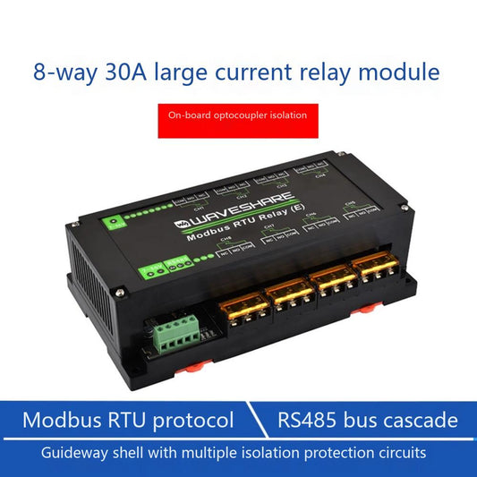 8-channel RS485 relay module 30A high current Modbus RTU protocol Guide rail type housing