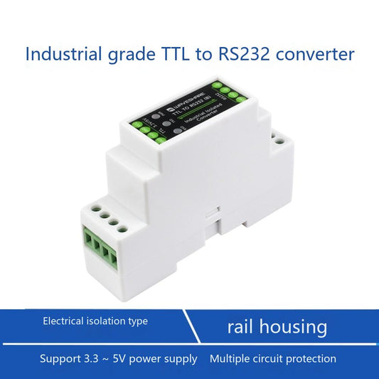 TTL to RS232 electrical isolation module Serial port converter Guide rail type  3.3V/5V With shell