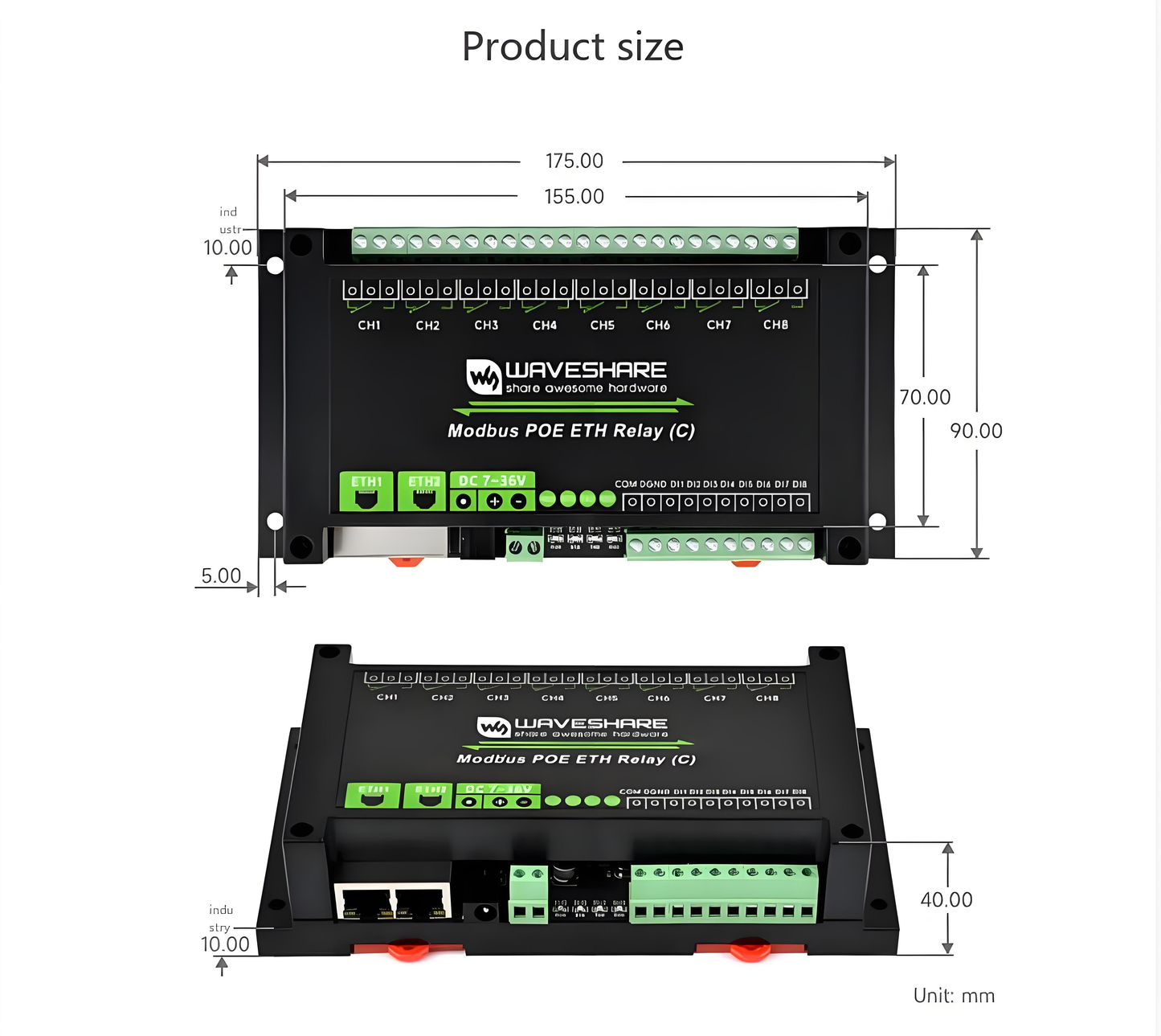 8-channel relay module dual Ethernet ports PoE power supply supports Ethernet port cascade communication with isolation