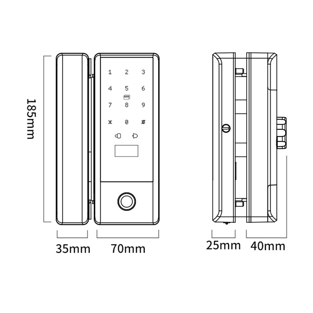 Single Opening Glass Door Intelligent Fingerprint Lock /Office Combination Lock