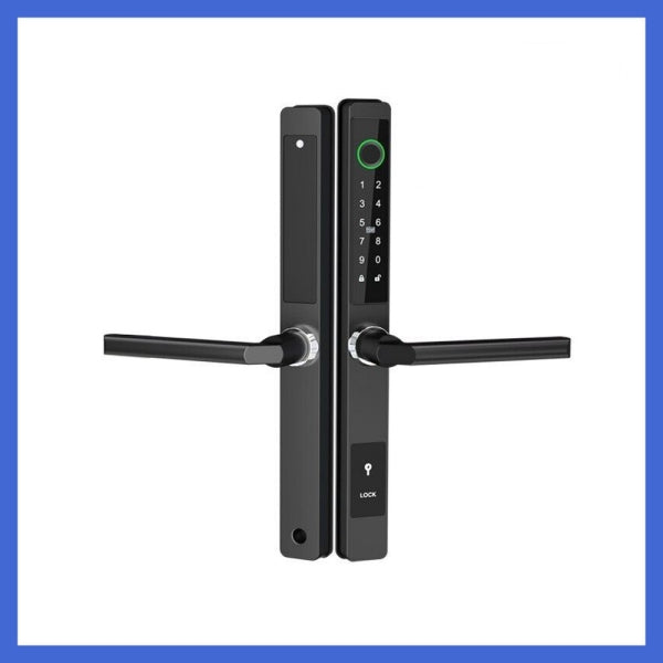 Insulating aluminum alloy Biometric Fingerprint Door Lock + Digits Pad + Mechanic +RFID Card+APP f/narrow side Push/pull door