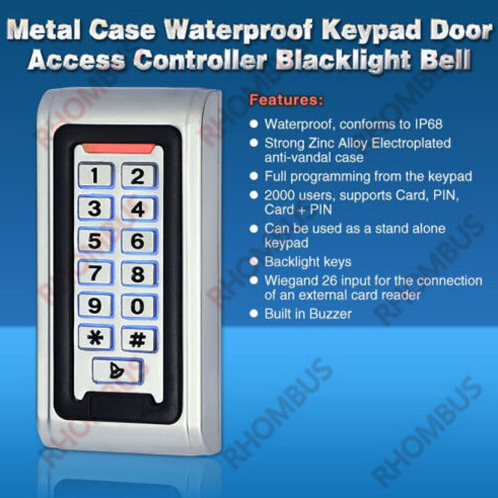 Waterproof,Door Access Control,IP68,Controller,Metal Case,RFID,EM/ID,125KHZ,Reader Keypad