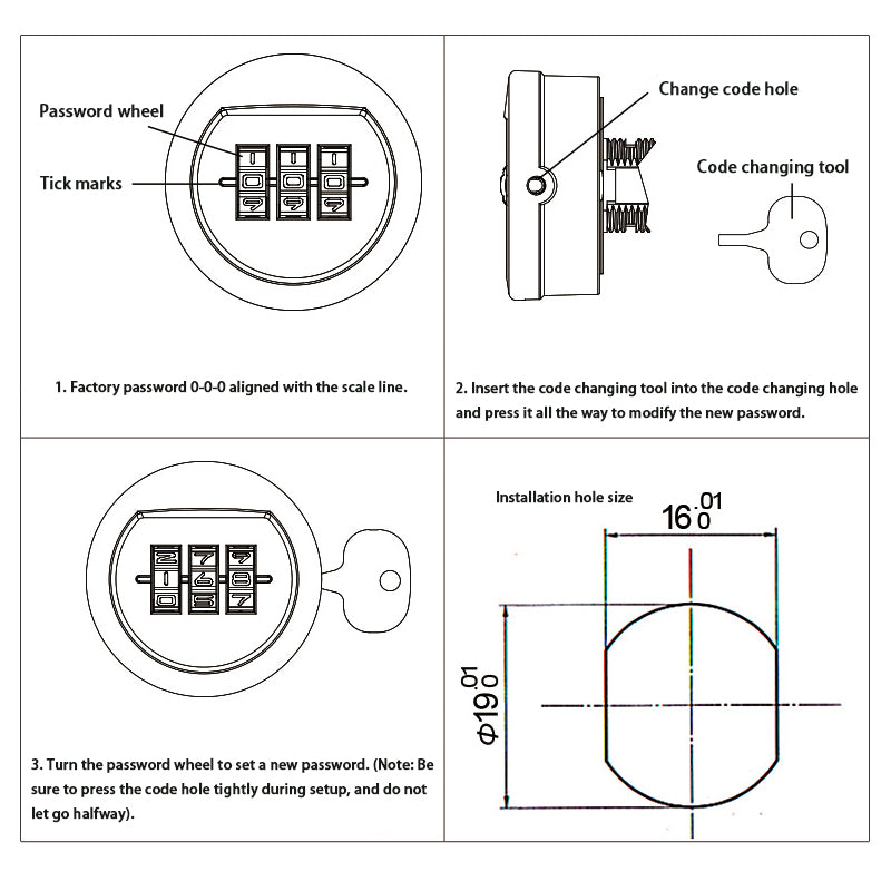 Triple Mechanical Tongue Code Lock,Metal,Wooden,Cabinet Lock,password lock