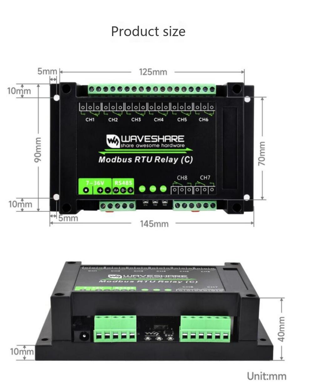 Industrial-grade 8-channel RS485 magnetic latching relay module Modbus RTU protocol Guide rail housing