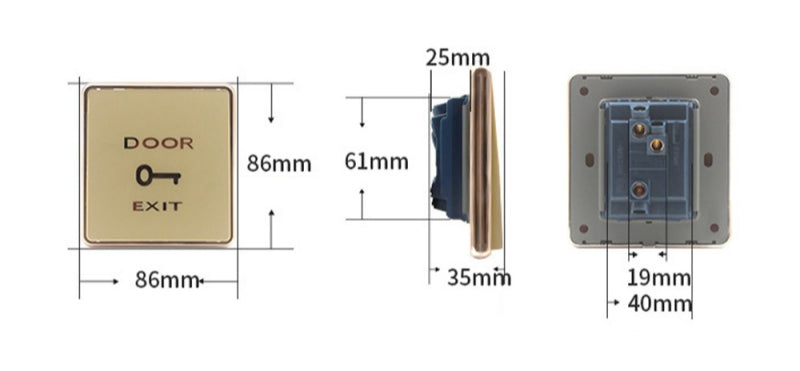Large Plastic Access Control Switch, Self Resetting Doorbell Button