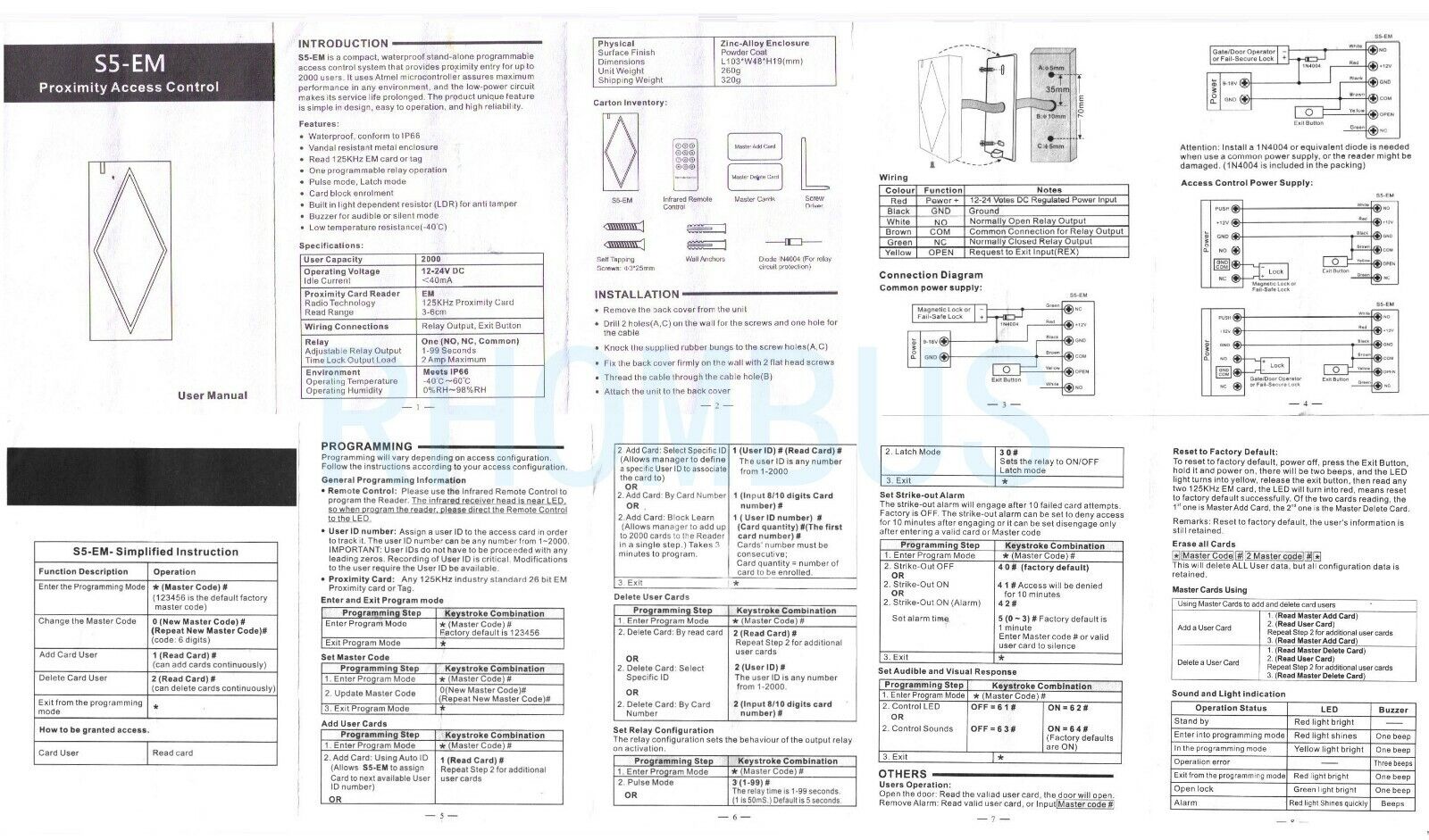 2k User , Metal Case  ,EM , 125Khz , RFID , Standalone Access Control