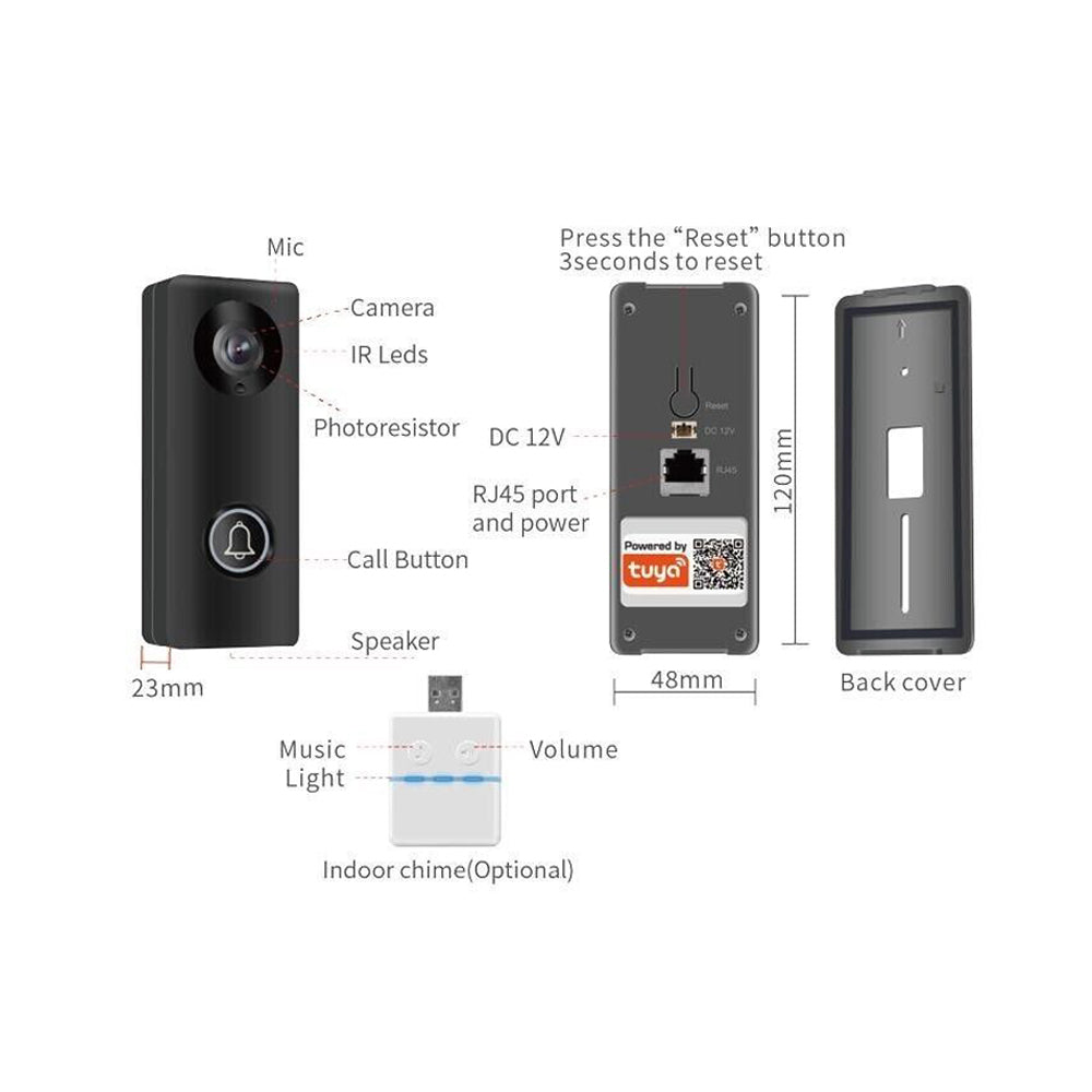 Ring Video Doorbell,1080p, 2Mega Pixels, HD Video,2.4G Wifi,Wired Network
