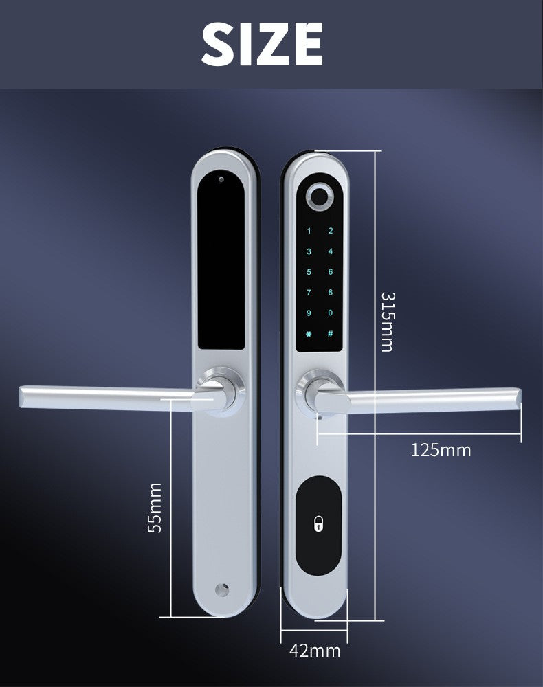 Insulating aluminum alloy Biometric Fingerprint Door Lock + Digits Pad + Mechanic +RFID Card+APP f/narrow side Push/pull door