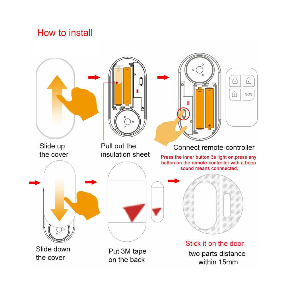 Wireless, Anti-Theft, 130dB, Alarm Door Window Magnetic Sensor ,Remote Control