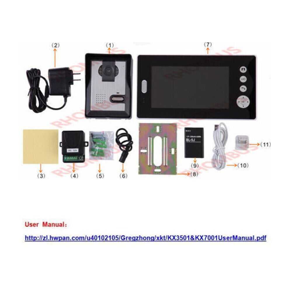7 inch, TFT Color Panel ,2.4GHz, Digital Wireless ,Video Door Phone