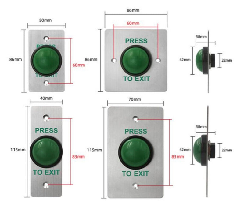 Stainless Steel Panel Touch Self-reset Exit Switch Button For Access Control
