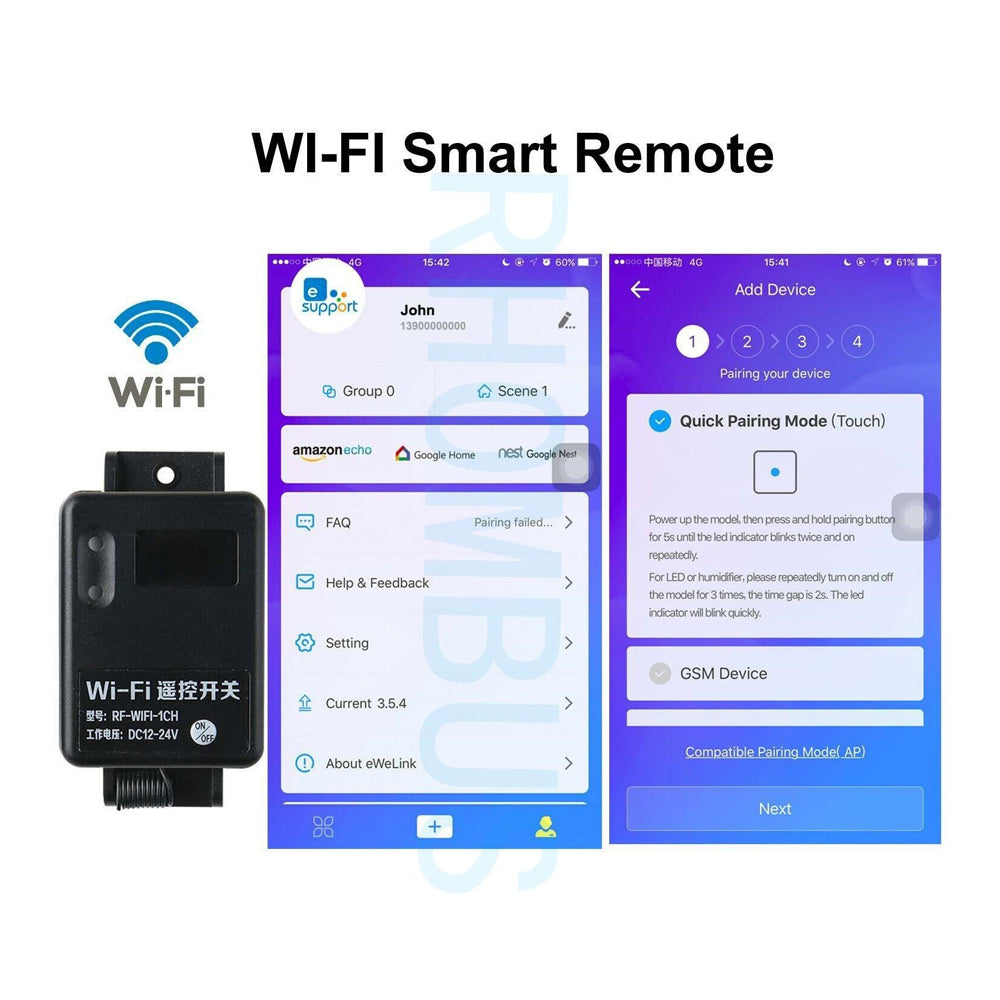 433Mhz ,1 Channel, 2.4G, WiFi RF Remote Control Relay, Home Appliances