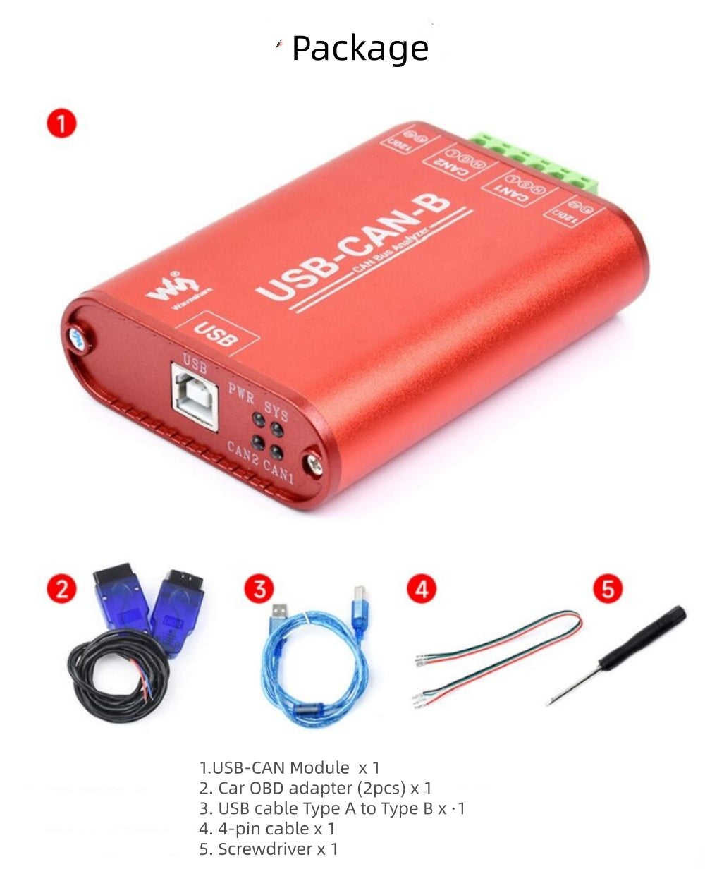 Industrial-grade USB to CAN-bus communication module/CAN bus data analyzer/interface card