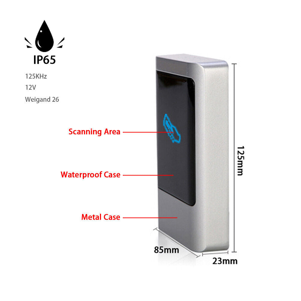 Metal Shell,Waterproof,125Khz,WG26/34,EM,prox,RFID,Access Control,Card Reader