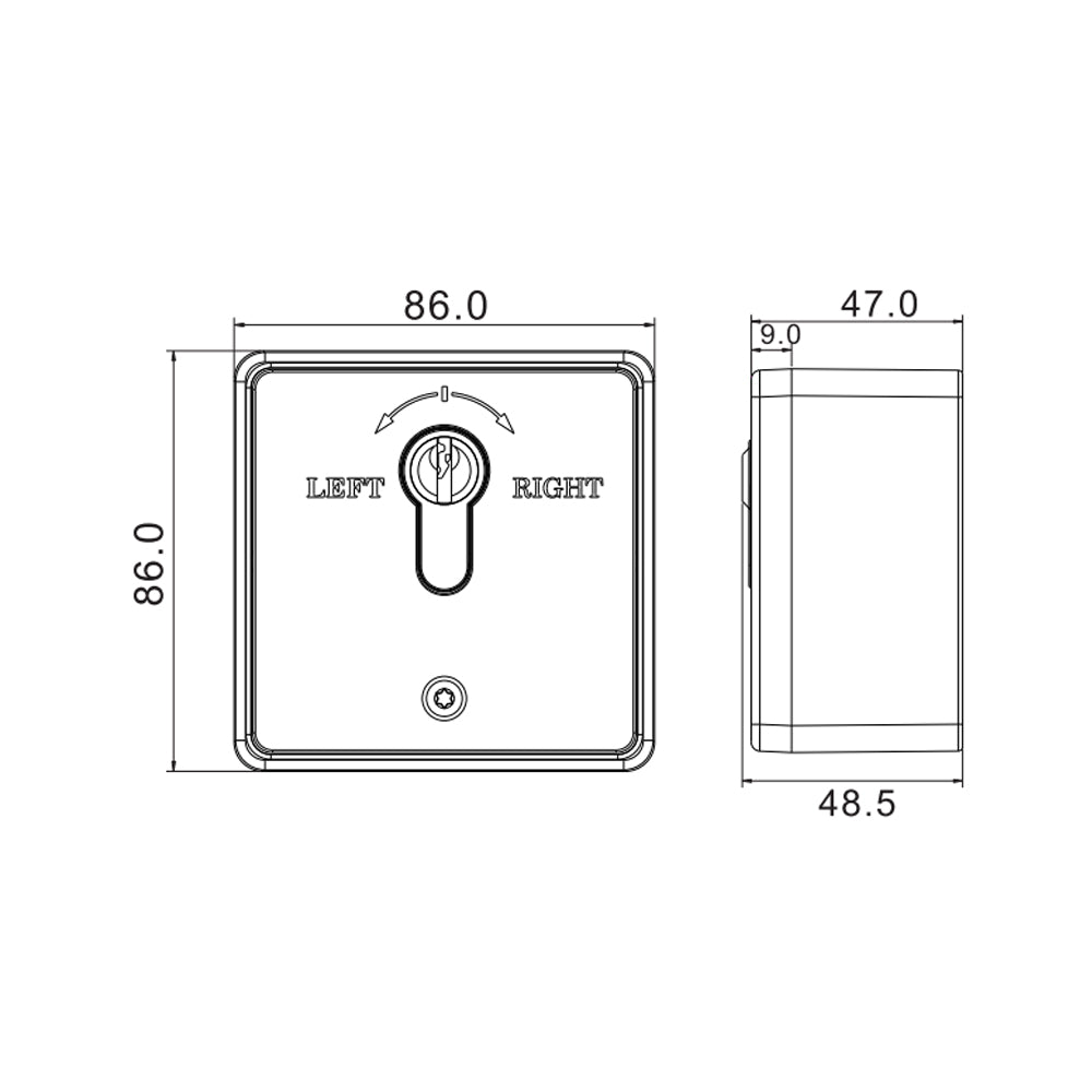 Emergency Release Exit Out Button, With Key Switch for Hollow Door
