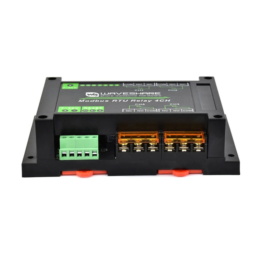 4-channel RS485 relay module 30A high current Modbus RTU protocol Guide rail type housing