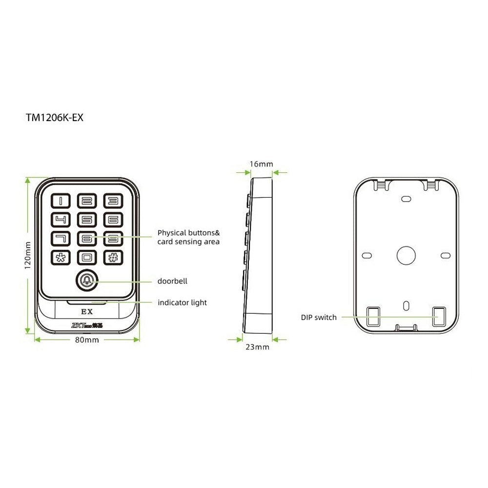 Metal Framed Tempered Glass Keypad Explosion-proof ID/IC RFID Access Card Reader