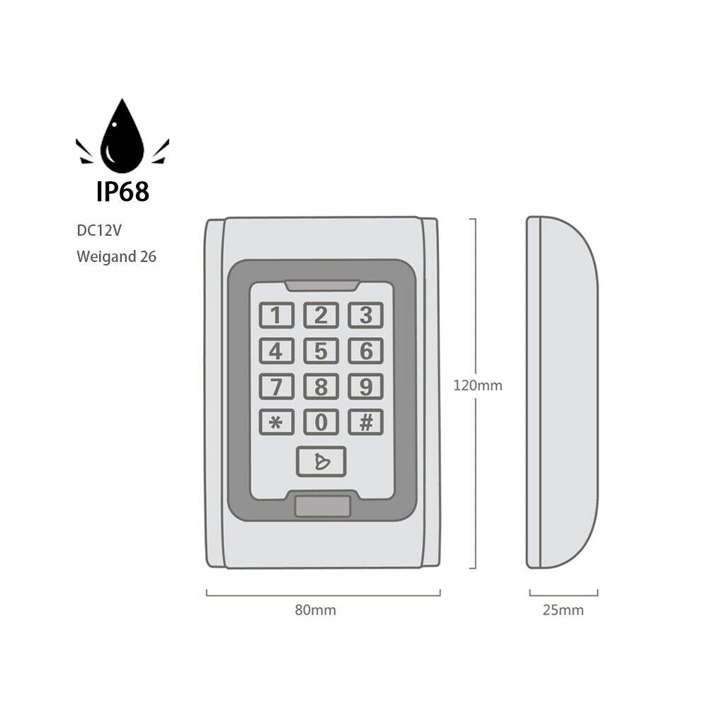 Metal Case,Standalone Access Control,Waterproof,IP68,RFID EM Reader,Keypad
