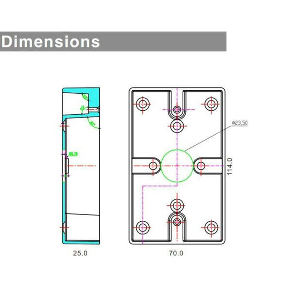 Metal Zinc, Alloy Surface ,Wall Mounted, Back Wiring Box ,114Lx70Wx25H(mm)