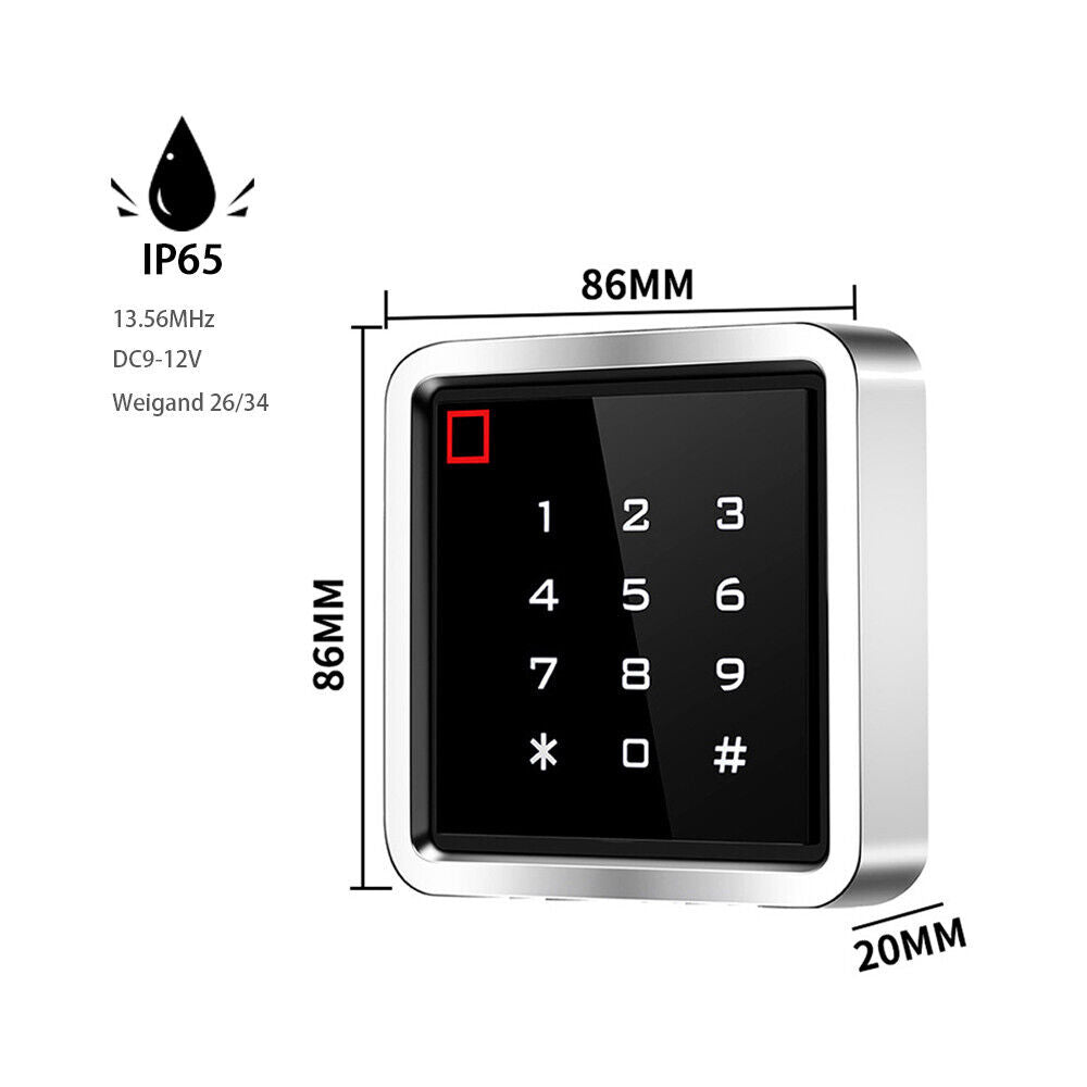 Metal,Waterproof,keypad,13.56Mhz,MF1,S50,WG26,Keypad,Access Control,RFID Reader