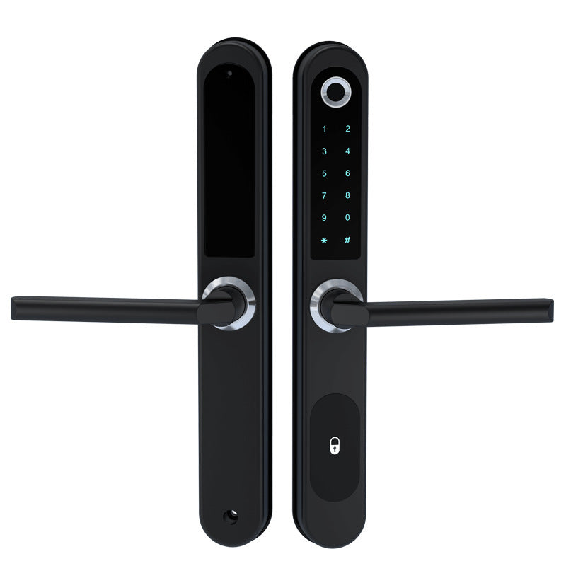 Insulating aluminum alloy Biometric Fingerprint Door Lock + Digits Pad + Mechanic +RFID Card+APP f/narrow side Push/pull door