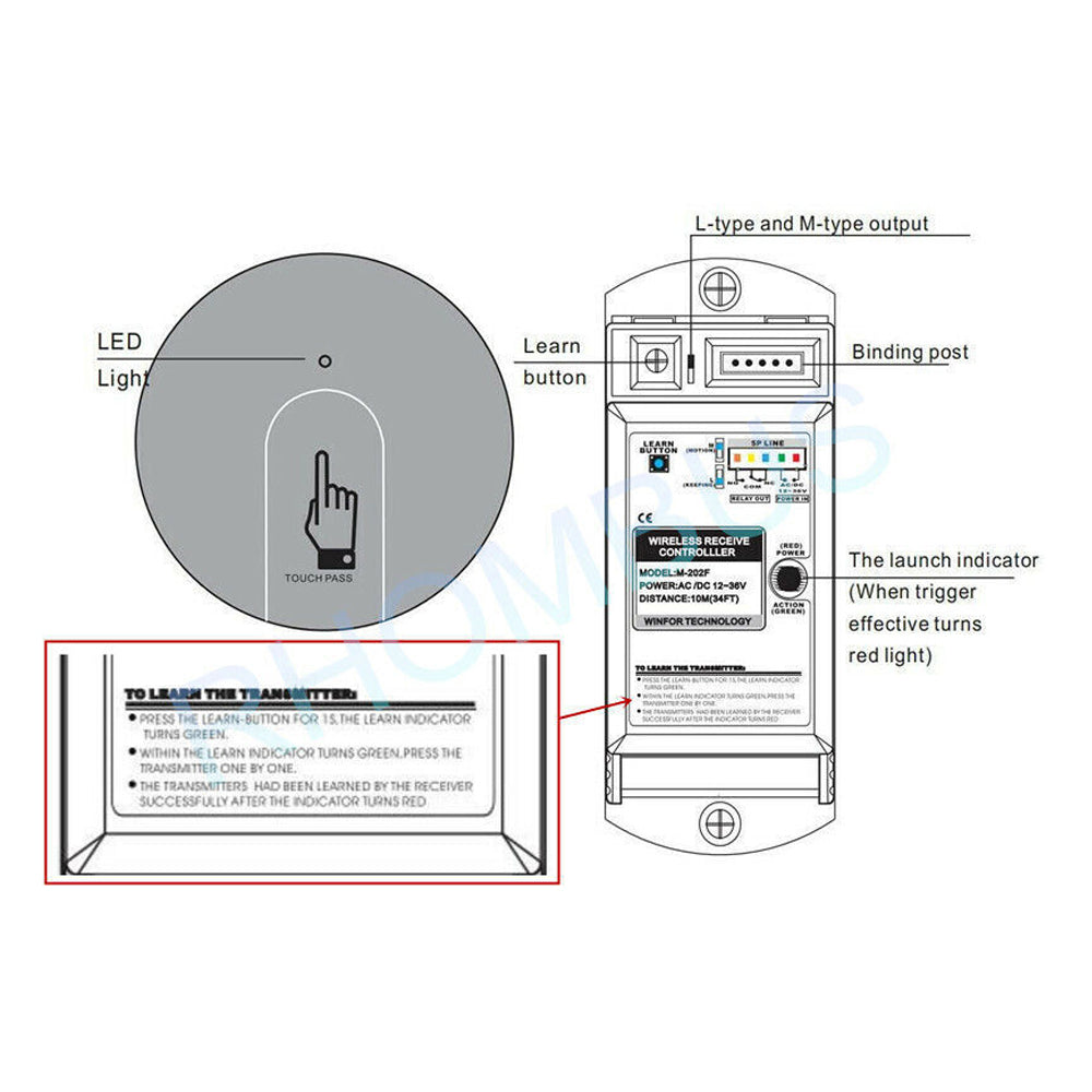 Wireless Remote Control Switch System ,12V ,1CH Transmitter,Receiver , 315MHz