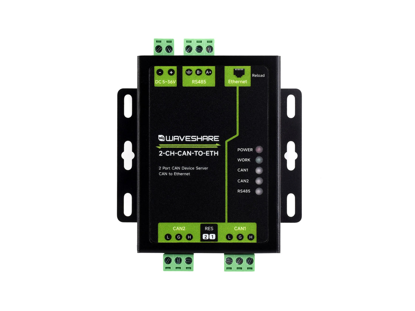 Industrial-grade dual CAN to Ethernet server Two-channel CAN + RS485 + Ethernet port