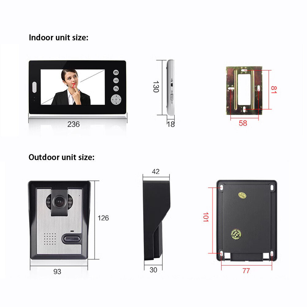 7 inch, TFT Color Panel ,2.4GHz, Digital Wireless ,Video Door Phone