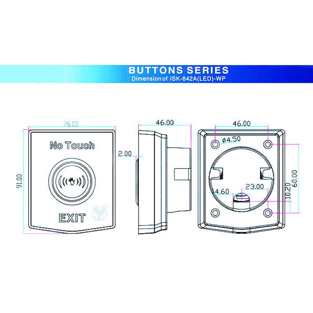 Zinc alloy ,Waterproof ,Infrared Sensor Access Control Push Switch,Exit Button