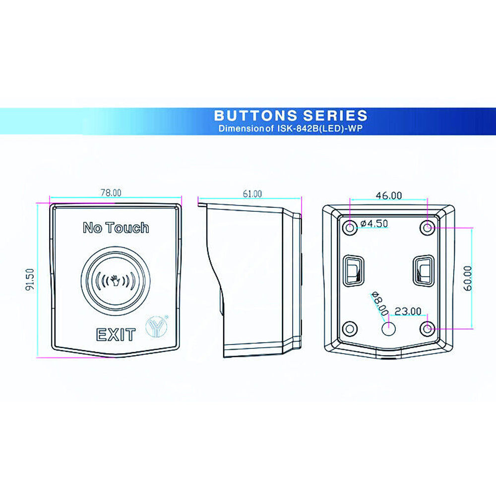 Zinc alloy ,Waterproof ,Infrared Sensor Access Control Push Switch,Exit Button