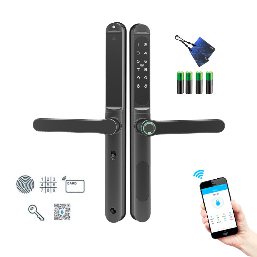 Fingerprint+Digits Pad+RFID Card+APP f/Narrow Side Sliding Door &Folio Door Lock