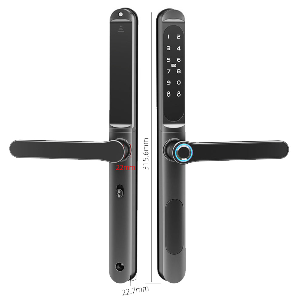 Fingerprint+Digits Pad+RFID Card+APP f/Narrow Side Sliding Door &Folio Door Lock