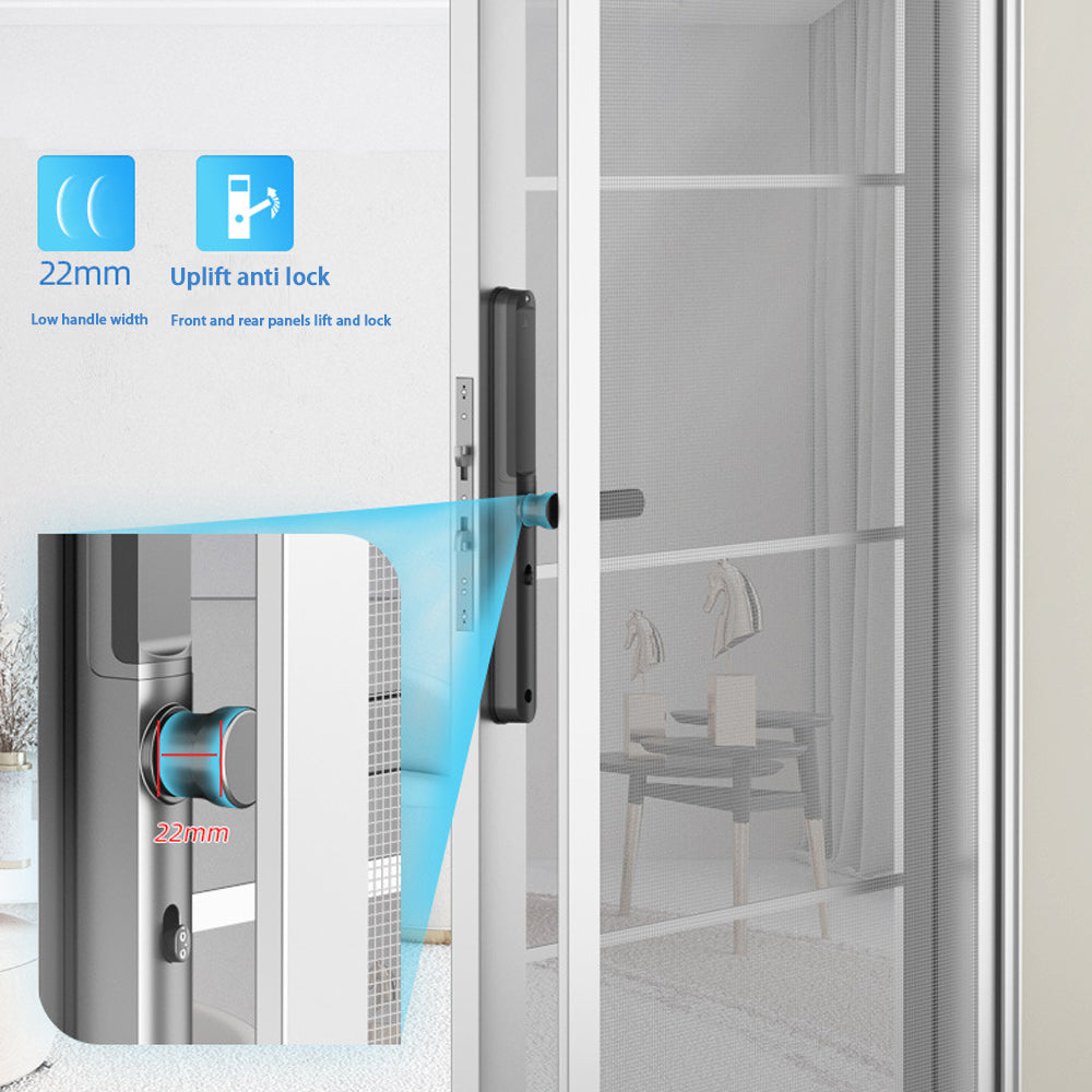Fingerprint+Digits Pad+RFID Card+APP f/Narrow Side Sliding Door &Folio Door Lock