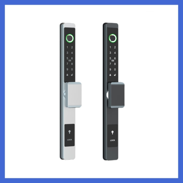 Insulating aluminum alloy Biometric Fingerprint Door Lock + Digits Pad + Mechanic +RFID Card+APP f/narrow side Push/pull door