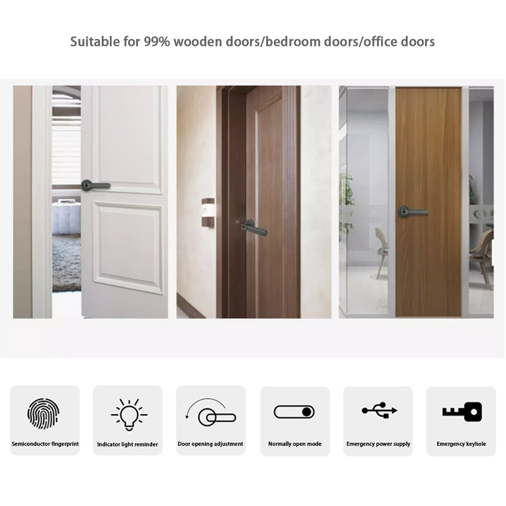 Single Latch Fingerprint Lock /Wooden Door Ball Lock Replaces Smart Lock