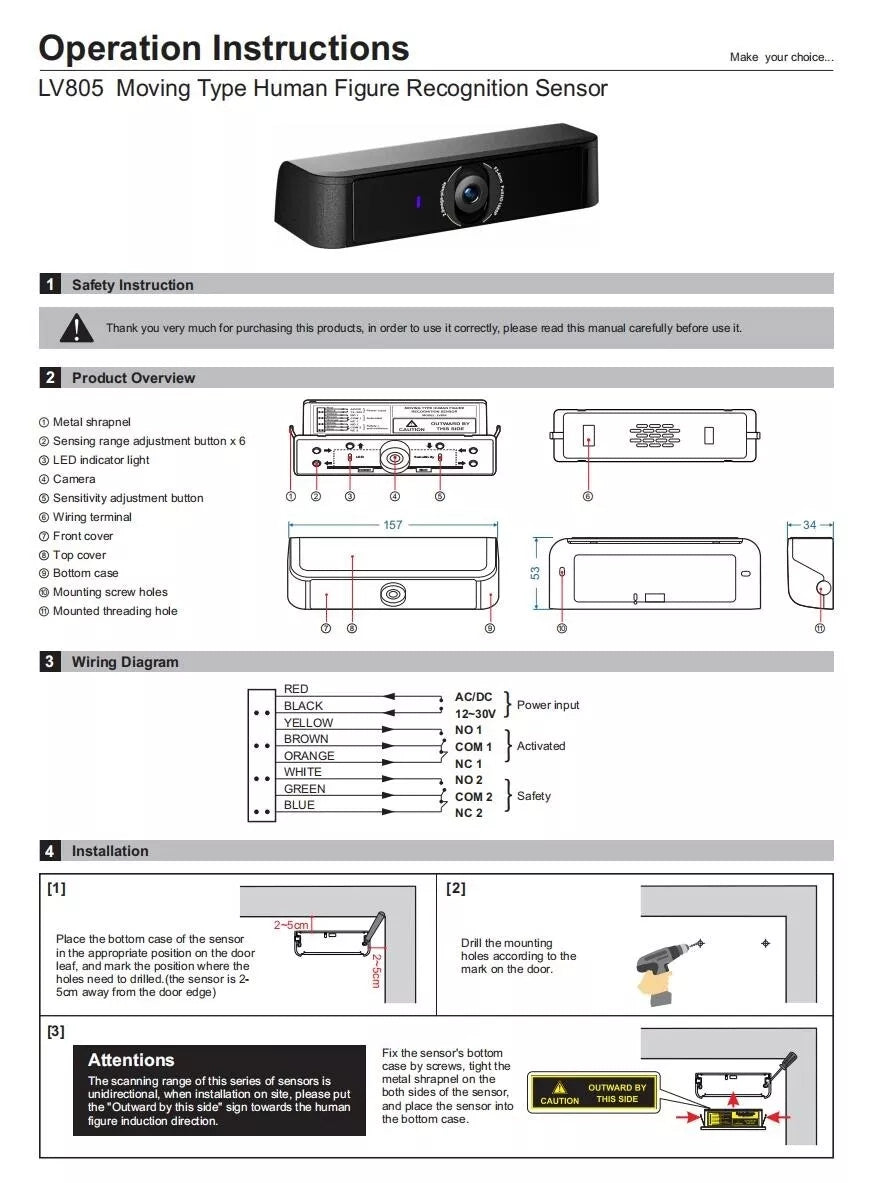 Rotatable Human Figure Recognition Sensor /AI Intelligent detection/Dual Relay output/ flexible adjustment/surface mounted