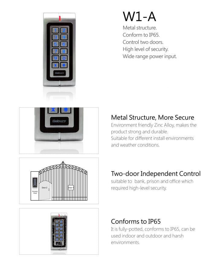 Metal,waterproof,two-door,EM card,Keypad,standalone access control