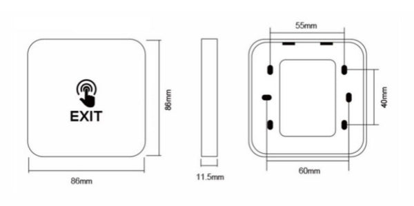 Dual Color LED 86 Automatic Door Dedicated Touch Sensing Access Control Switch