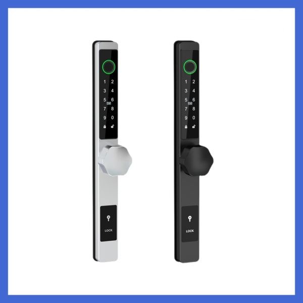 Insulating aluminum alloy Biometric Fingerprint Door Lock + Digits Pad + Mechanic +RFID Card+APP f/narrow side sliding door &folio door