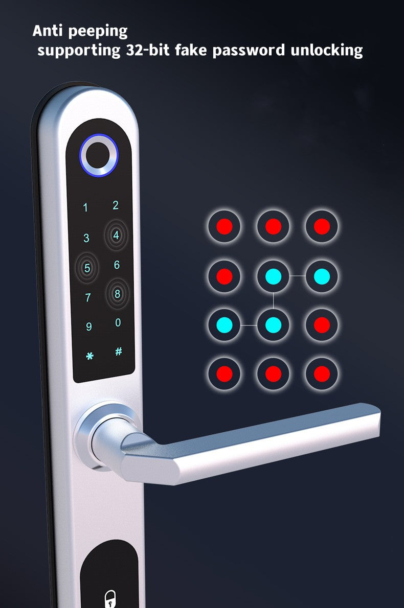 Insulating aluminum alloy Biometric Fingerprint Door Lock + Digits Pad + Mechanic +RFID Card+APP f/narrow side Push/pull door