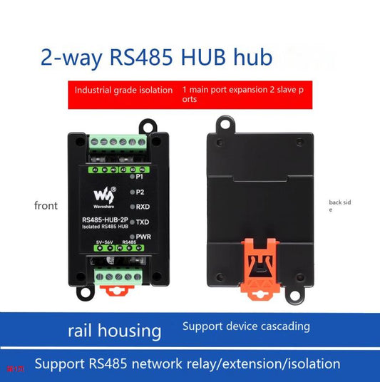 Industrial-grade 2-channel RS485 hub Cascadable/network relay/control/isolation communication module
