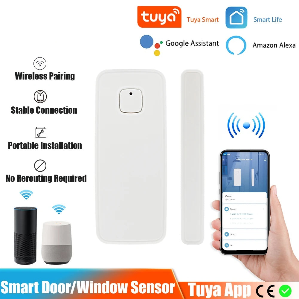 Tuya Wifi Door Window Sensor Smart Home Security Alarm Detector Alexa Goo