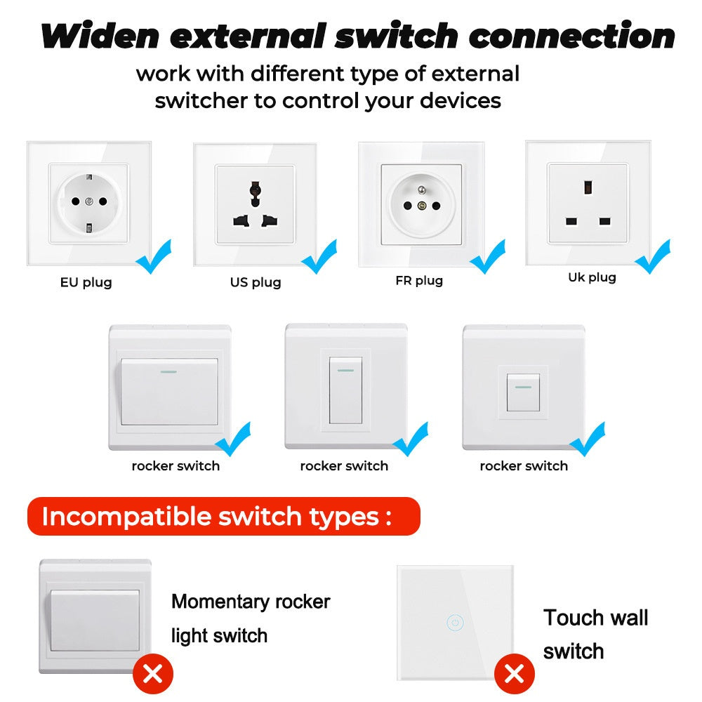 Tuya WiFi 16A AC110-240V Mini smart switch DIY 2-way control relay timer module