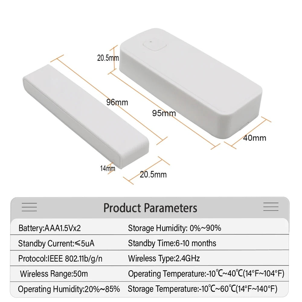 Tuya Wifi Door Window Sensor Smart Home Security Alarm Detector Alexa Goo-3