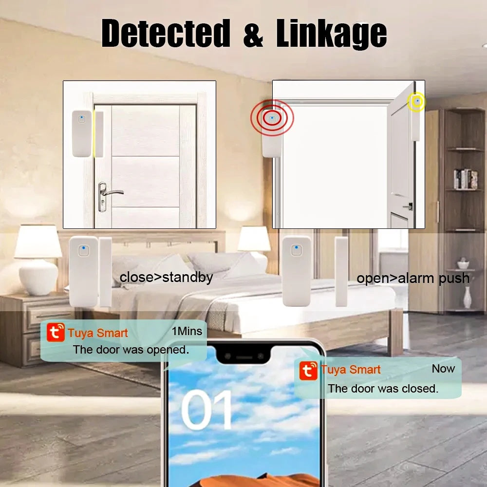 Tuya Wifi Door Window Sensor Smart Home Security Alarm Detector Alexa Google-11