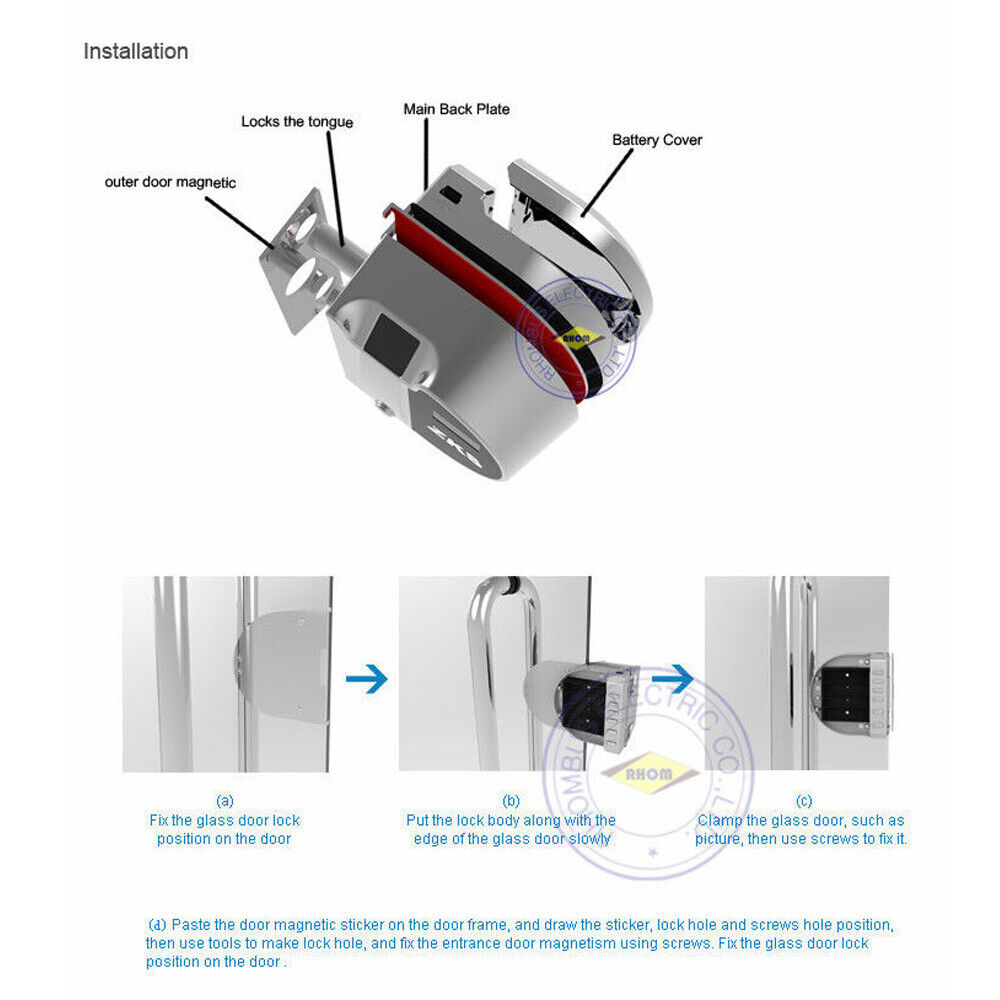 Open Hole ，Single open Fingerprint，password glass door lock for Access control