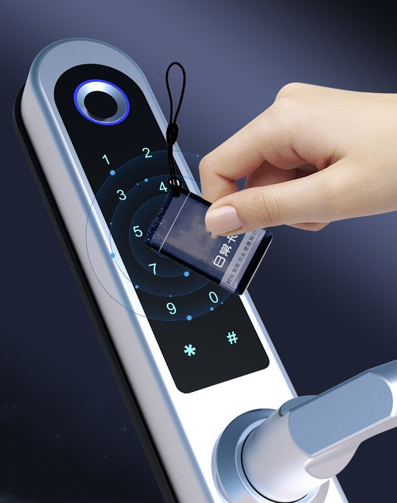 Insulating aluminum alloy Biometric Fingerprint Door Lock + Digits Pad + Mechanic +RFID Card+APP f/narrow side Push/pull door