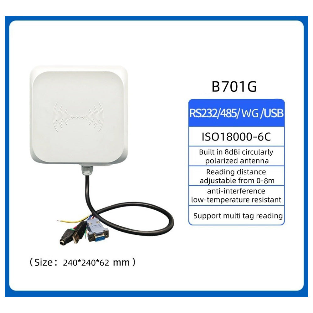 8M Long Range UHF 915Mhz ISO-18000-6C WG26/34/232/485 4G TCP output 7dBi Reader